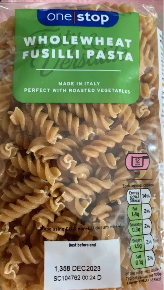 Wholeweat fulsilli pasta