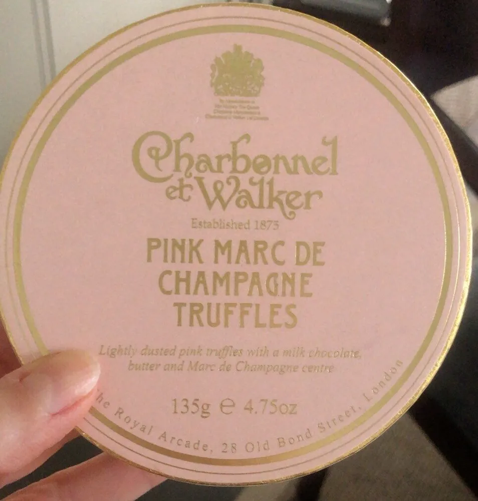 Pink marc de champagne truffles