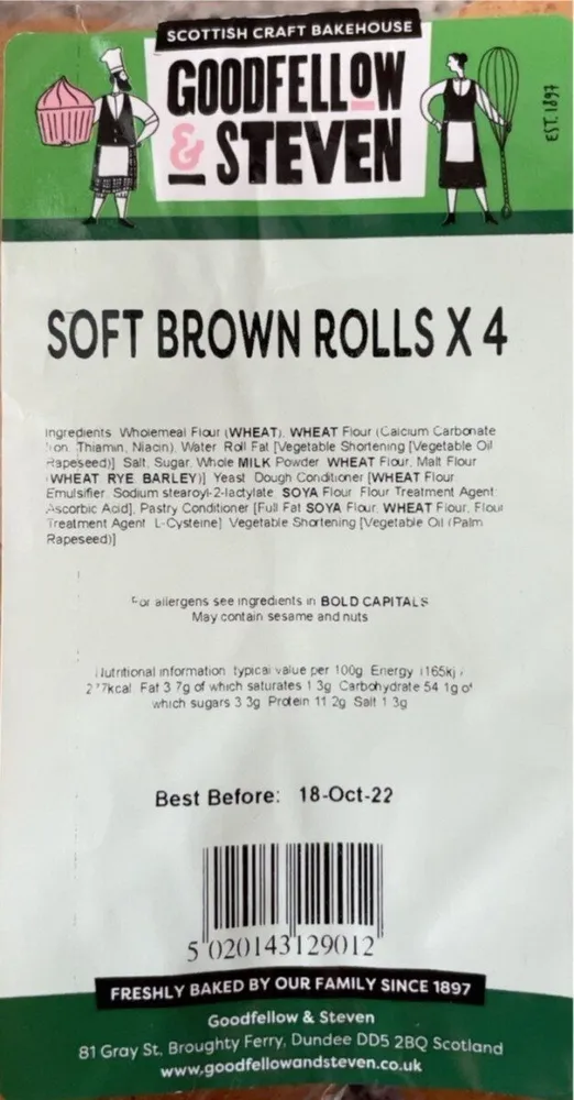 Soft brown rolls x4