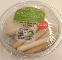 Breadsticks and houmous dip