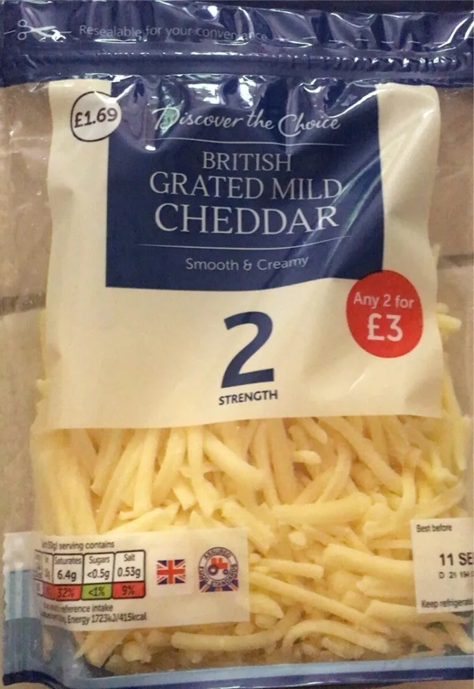 British grated mild cheddar