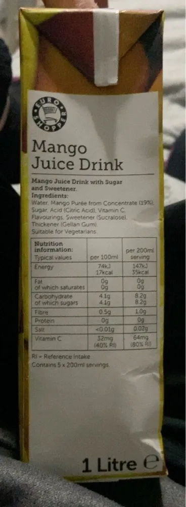 Mango juice drink