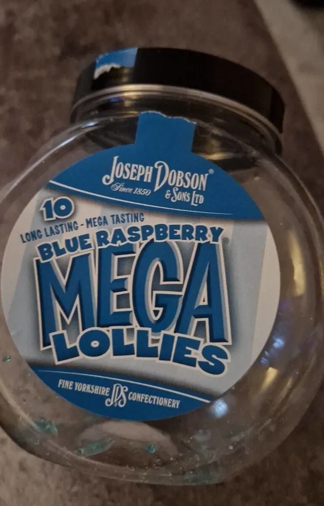 Joseph Dobson blue rqsberry mega lollies