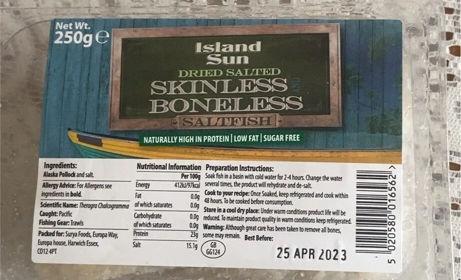 Skinless boneless saltfish