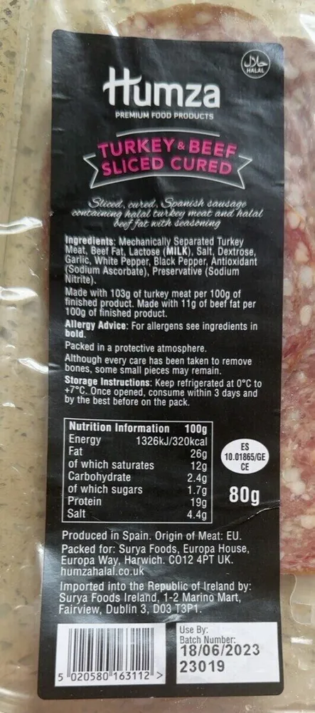 Turkey& beef sliced cured