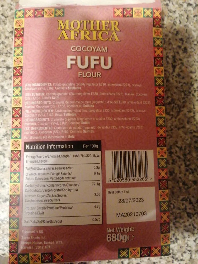 Mother Africa cocoyam fufu flour