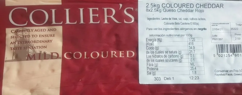 Coloured cheddar