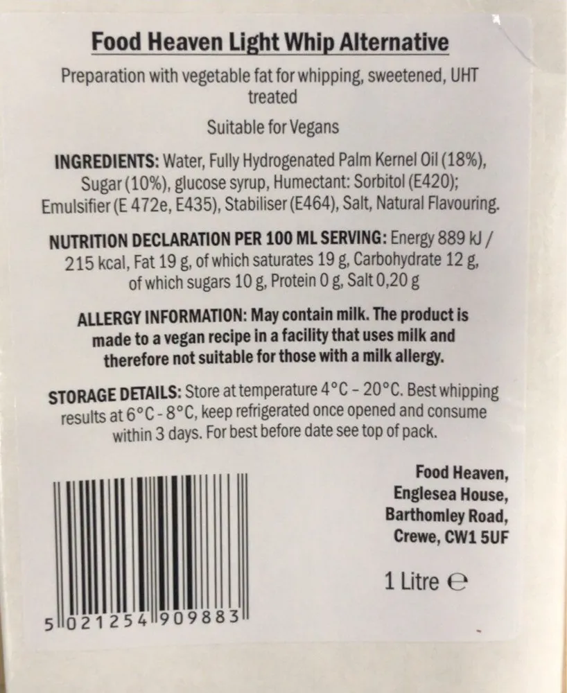 Food heaven light whip alternative