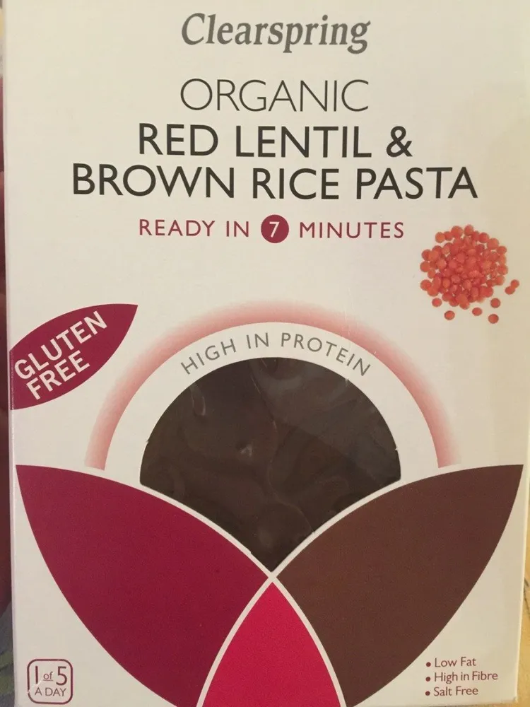 Red lentil & brown rice pasta