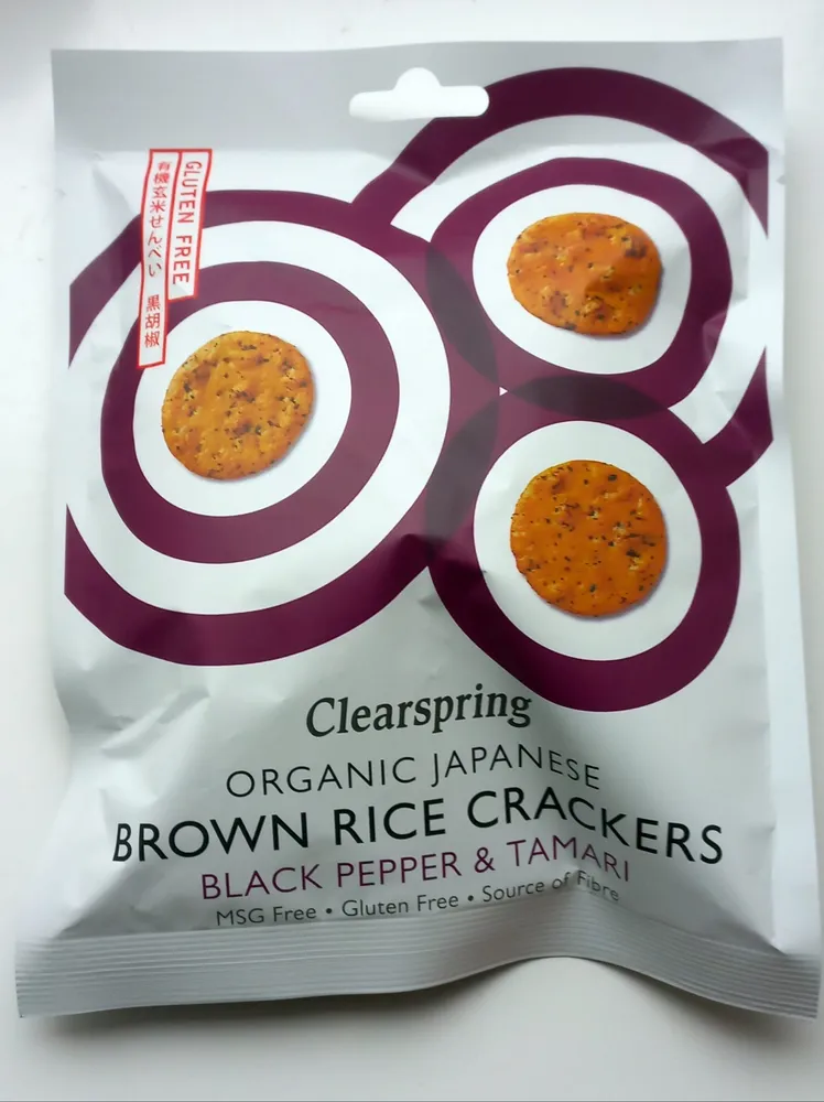 Organic Japanese Brown Rice Crackers, Black Pepper & Tamari