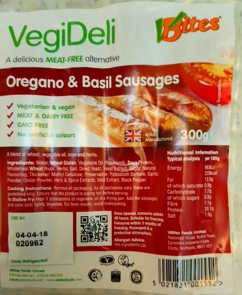 Vegi Deli Oregano And Basil - Disc Slow Seller
