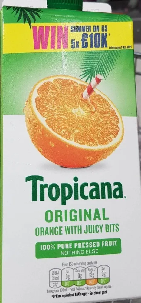 Orange juice with bits