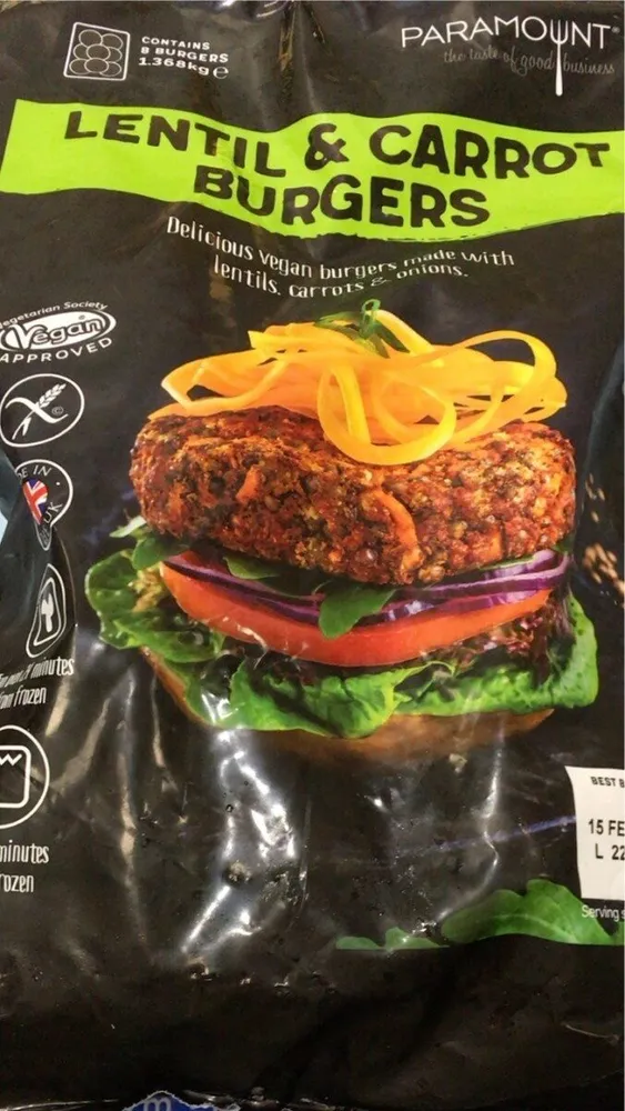 Paramount lentil and carrot burgers