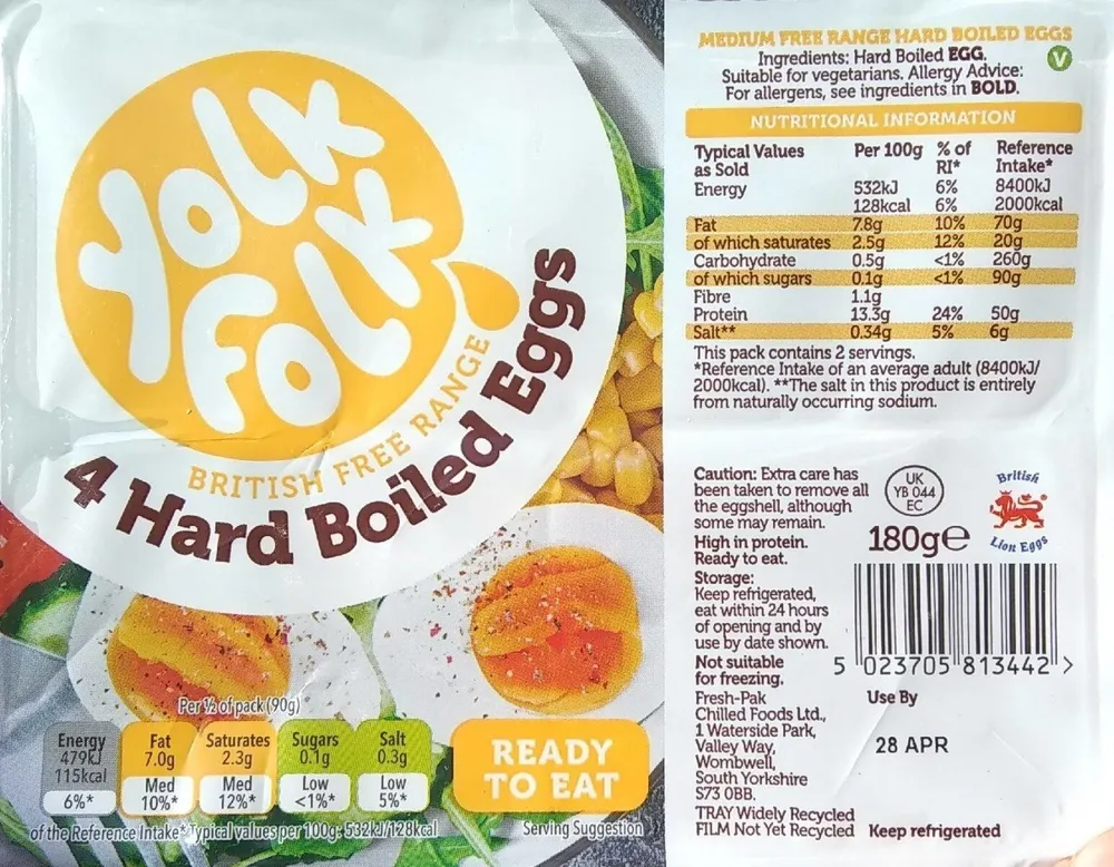 4 Hard Boiled Eggs British Free Range