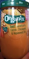 Organix just sweetcorn carrot,chickpea & rapeseed oil