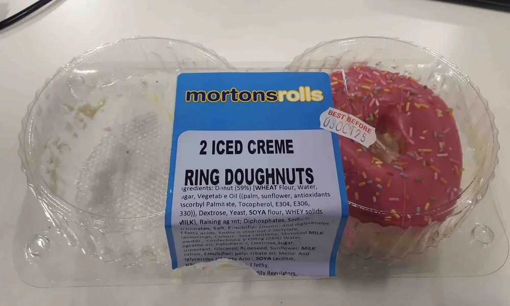 2 Iced Creme Ring Doughnuts
