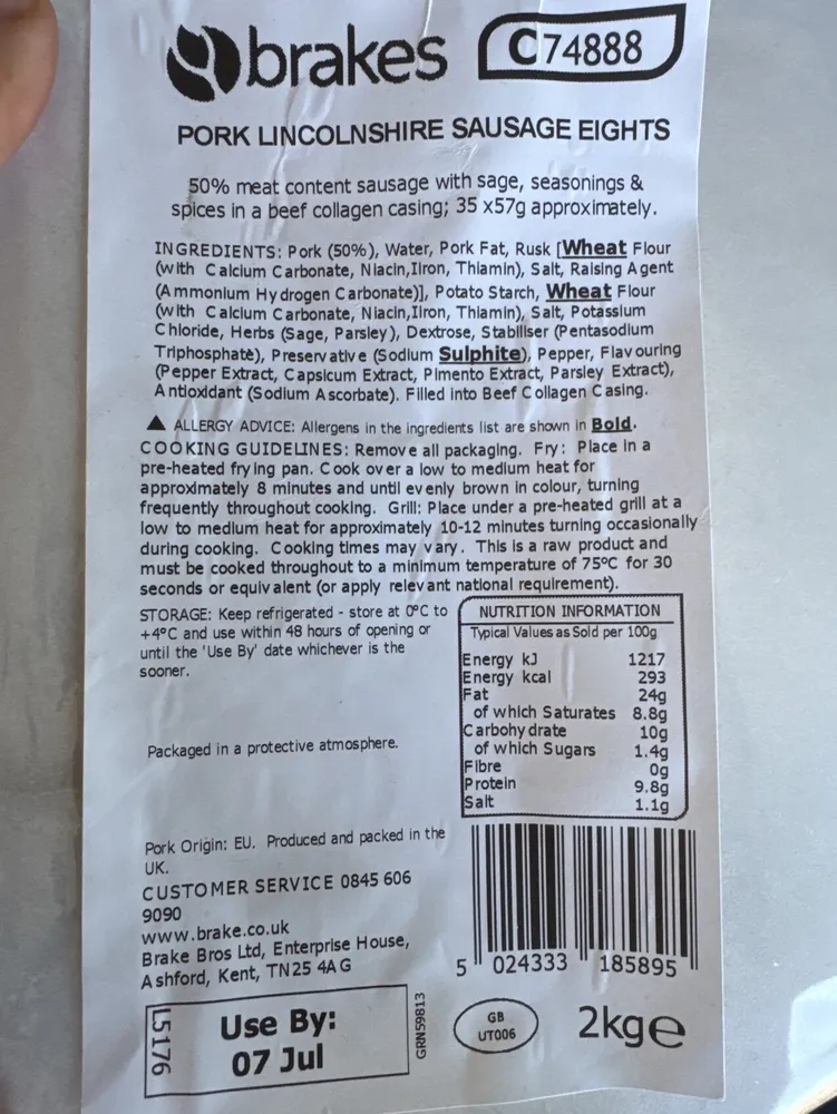 Pork Lincolnshire Sausage