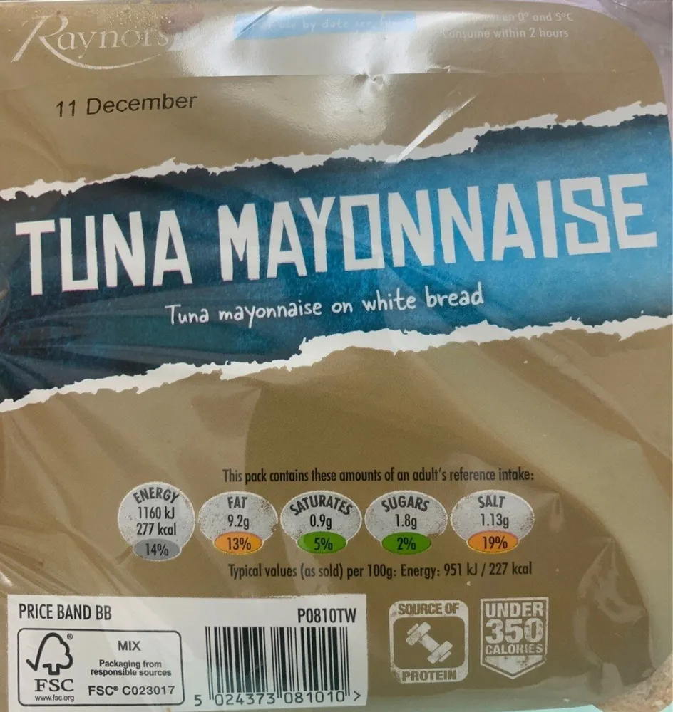Tuna mayonnaise on white braid