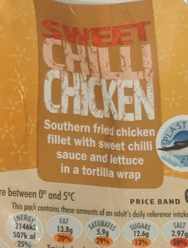 Wrap sweet chilli chicken