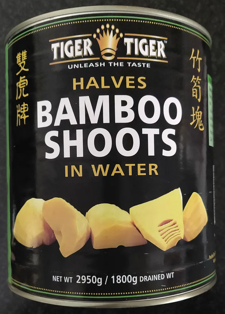 Halves bamboo shoots in water