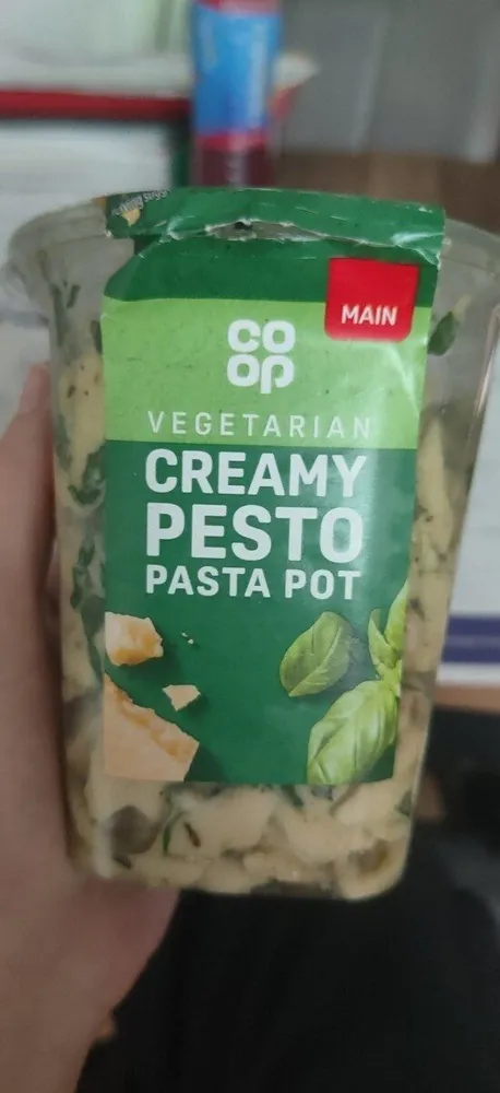 Vegetarian creamy pesto pasta pot
