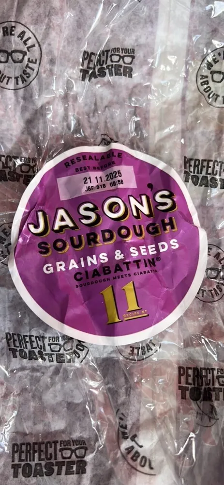 Sliced White Sourdough Bread with Grains & Seeds Ciabattin