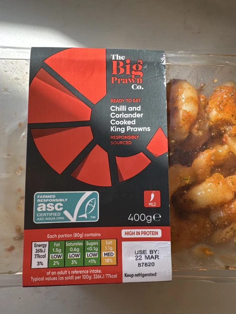 Chilli And Coriander Cooked King Prawns