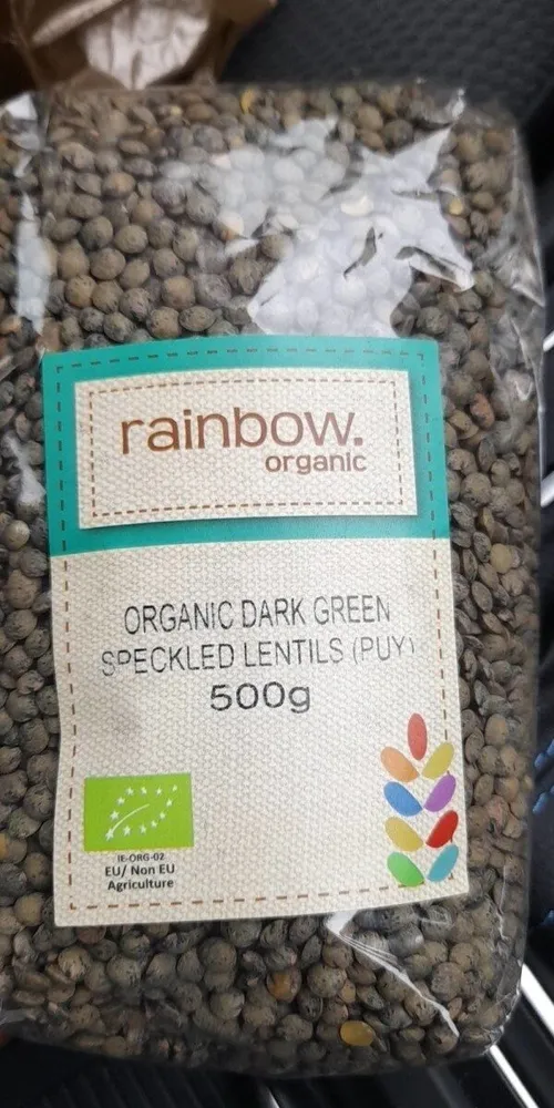 organic dark green speckled lentils (puy)