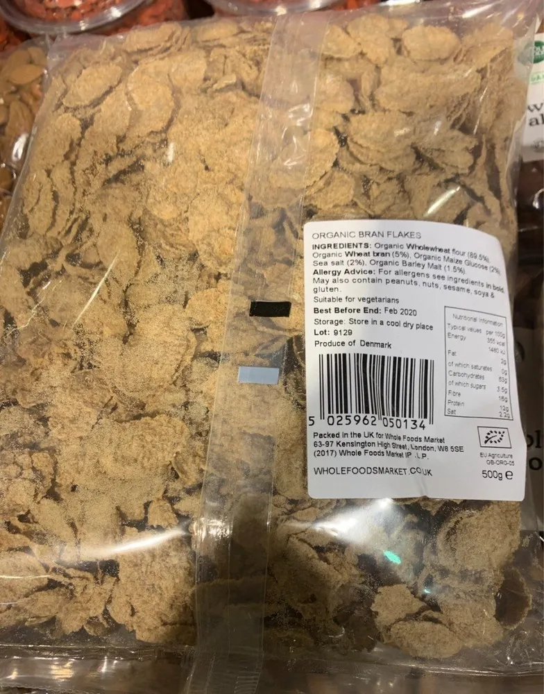 Organic bran flakes