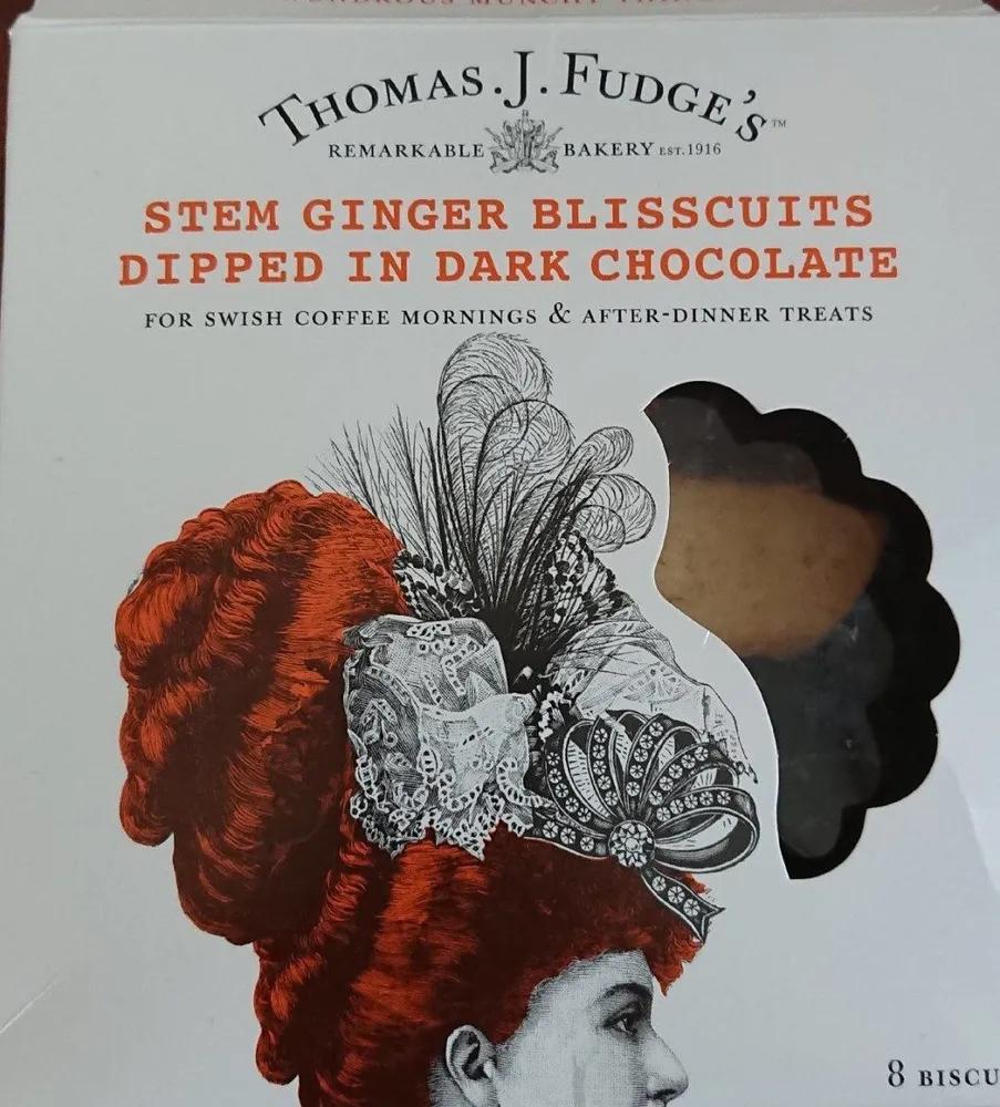 Stem Ginger Blisscuits dipped in dark chocolate