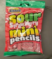 Sour strawberry mini pencils