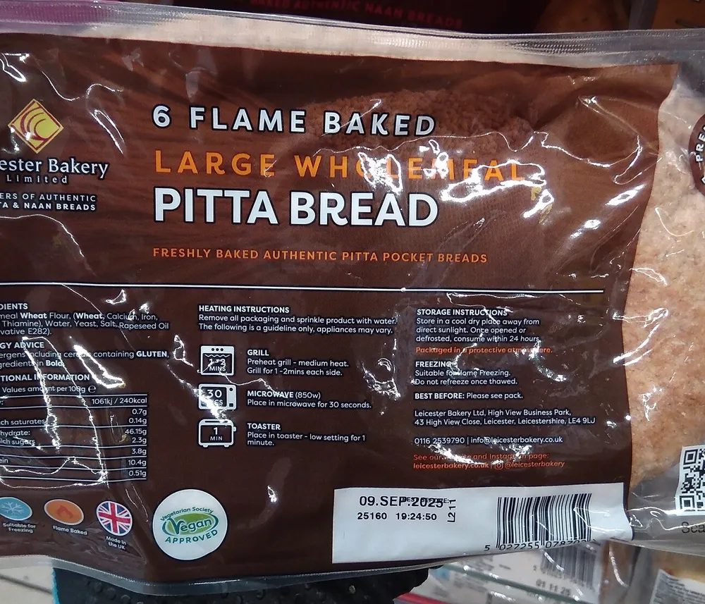 Leicester Bakery Wholemeal Pitta Bread
