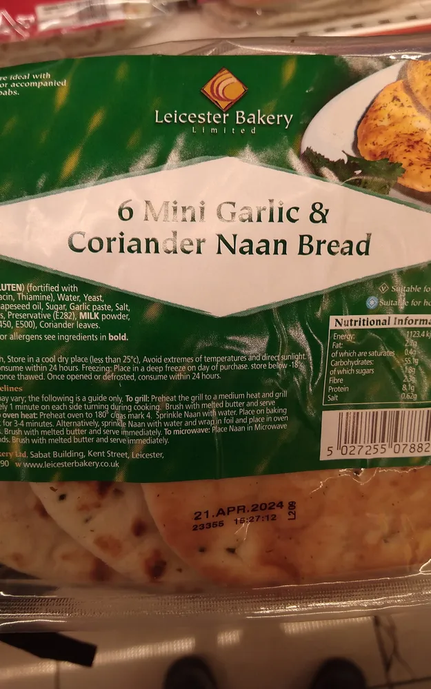 Leicester Bakery Mini Garlic Naan 6pk