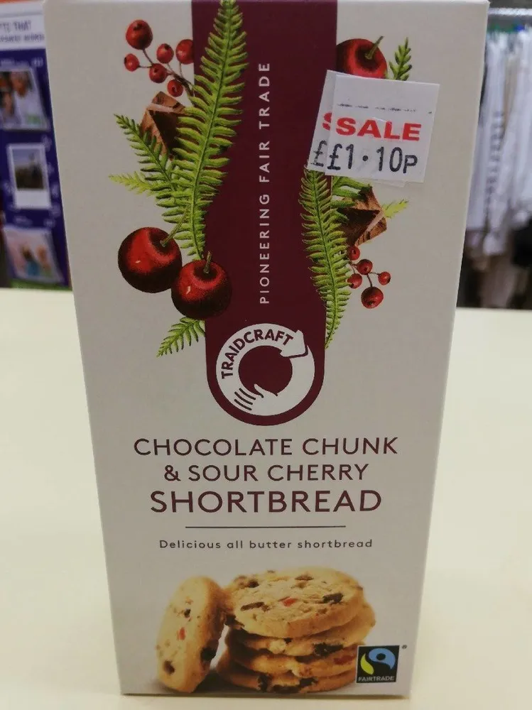 Chocolate chunk & sour cherry shortbread