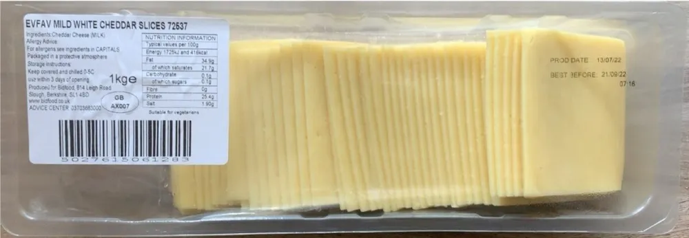 mild white cheddar slices