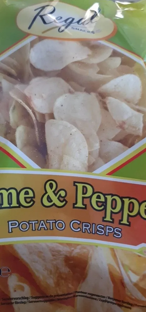 Line and pepper potato crisps