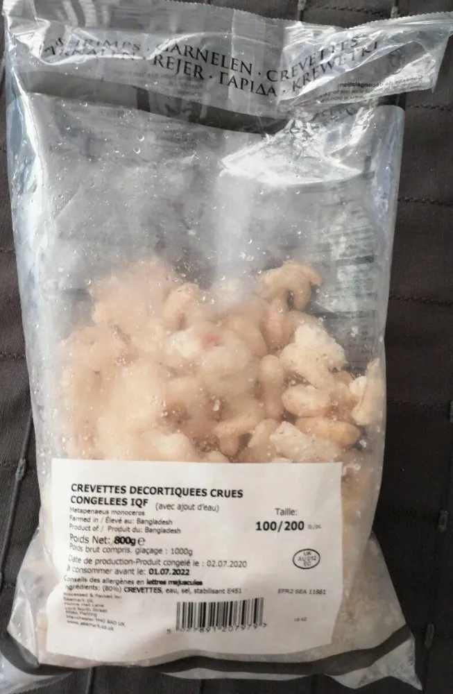 Crevettes crues decortiquees