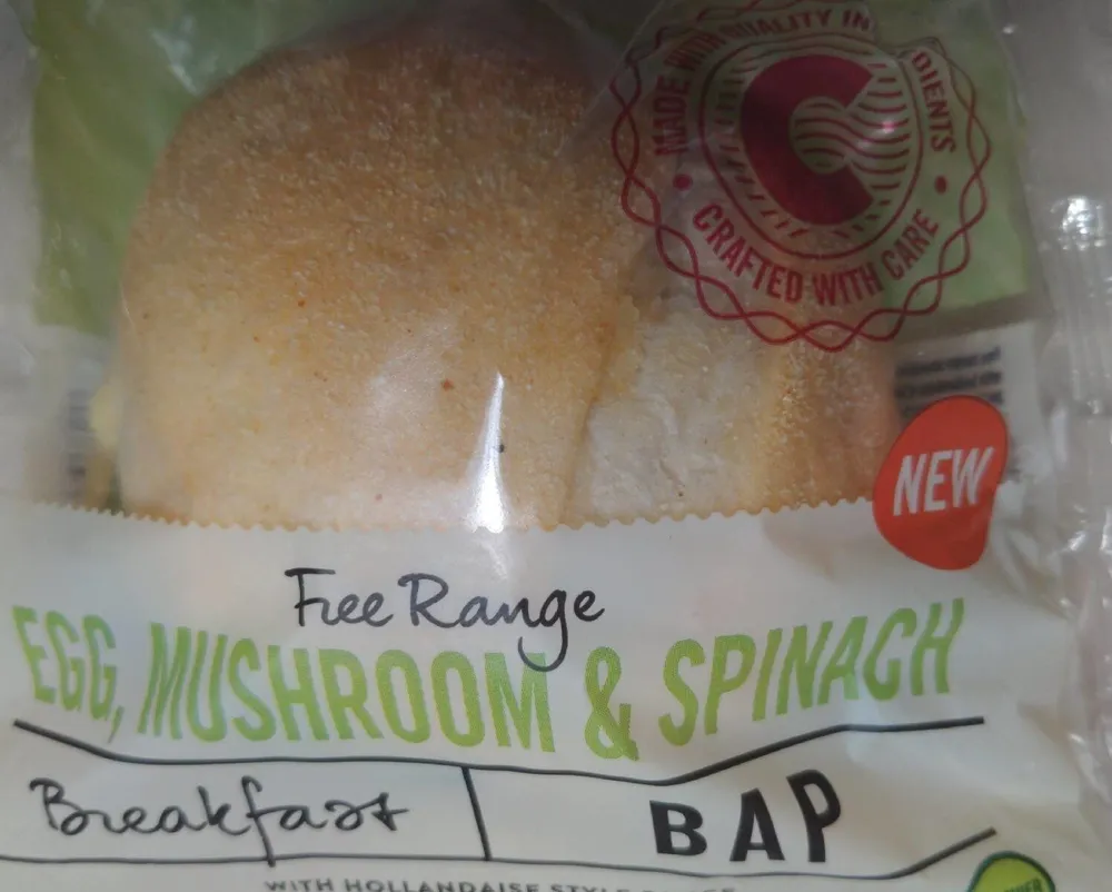 Egg, mushroom & spinach bap