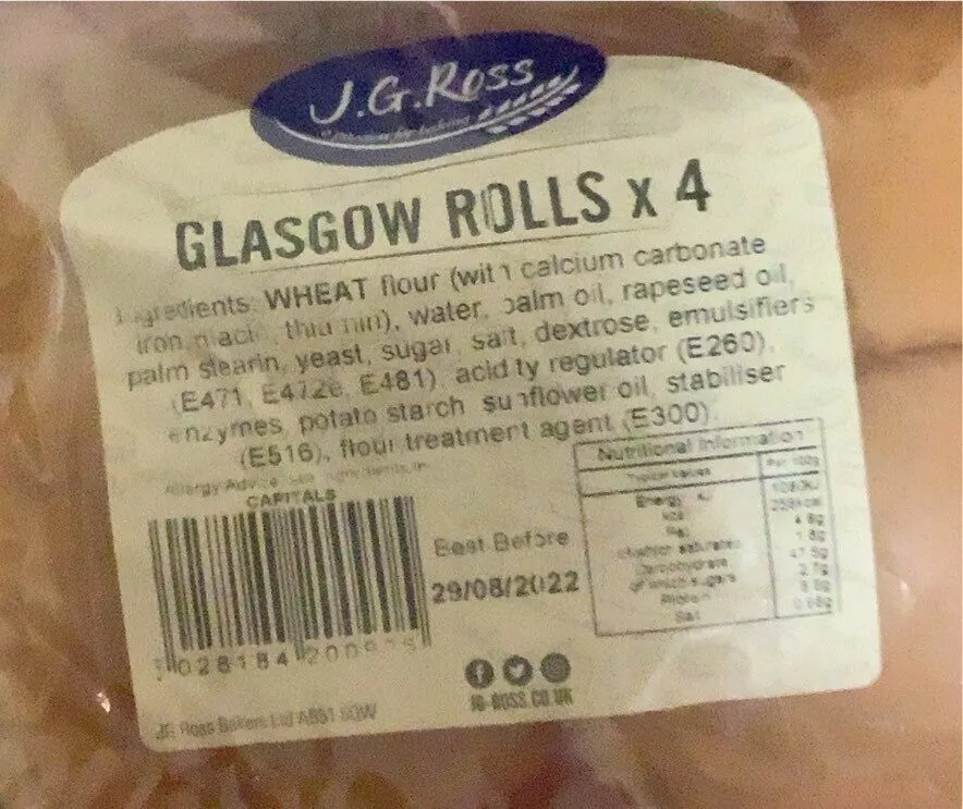 J.G Ross - Glasgow Rollls x4