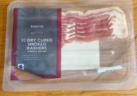 Dry cured smoked streaky bacon