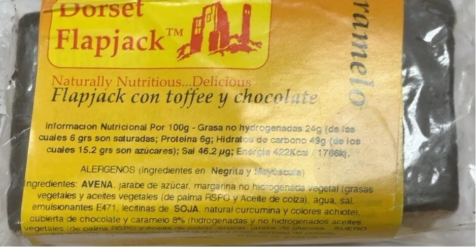 Flapjack con toffee y chocolate