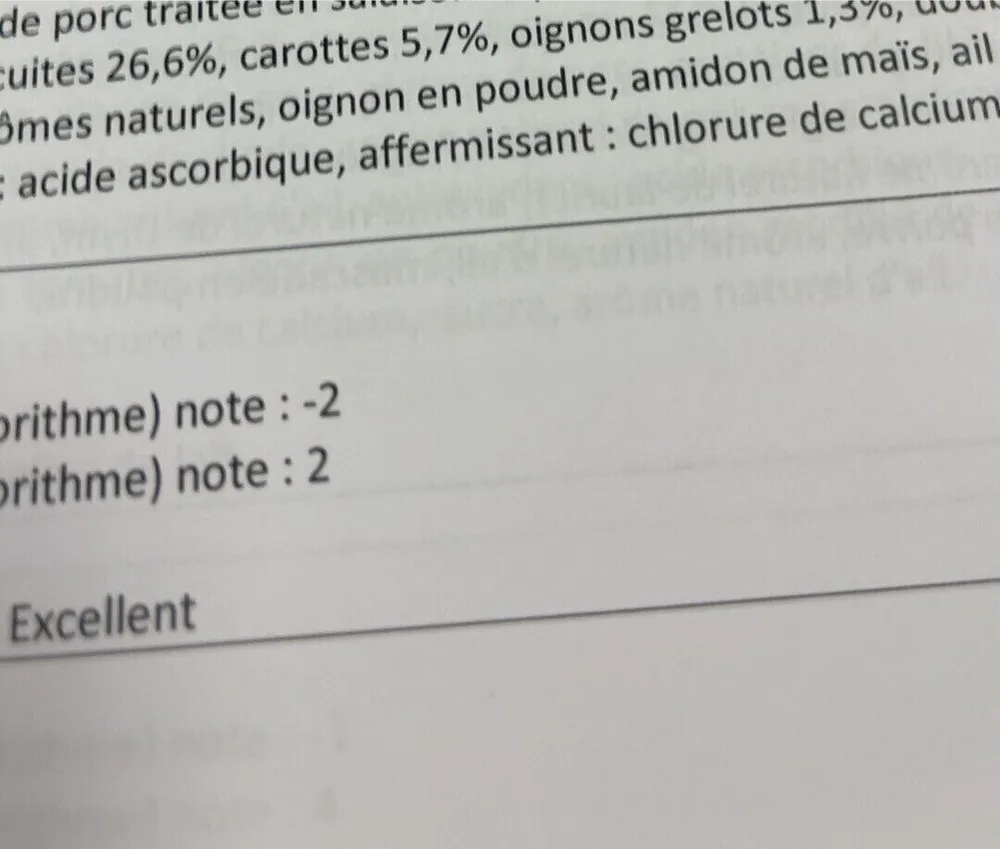 YUKA TEST Boeuf bourguignon avec phosphates