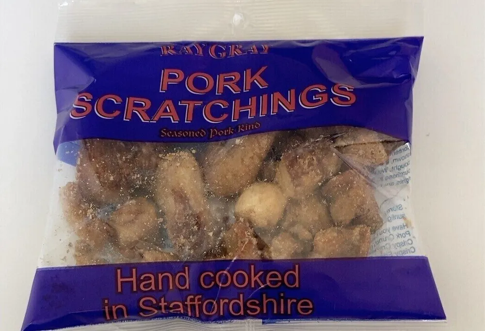 RAYGRA PORK SCRATCHINGS Seasoned Pork Rind poutate