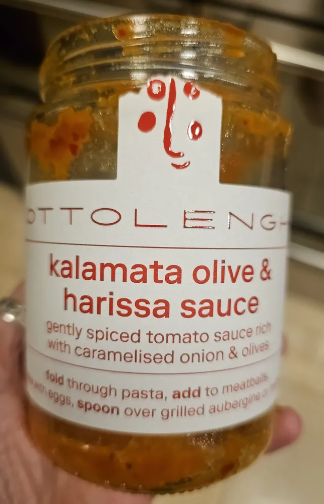 kalamata olive and harissa sauce