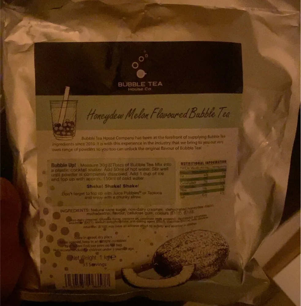 Honrydew melon flavoured bubble tea