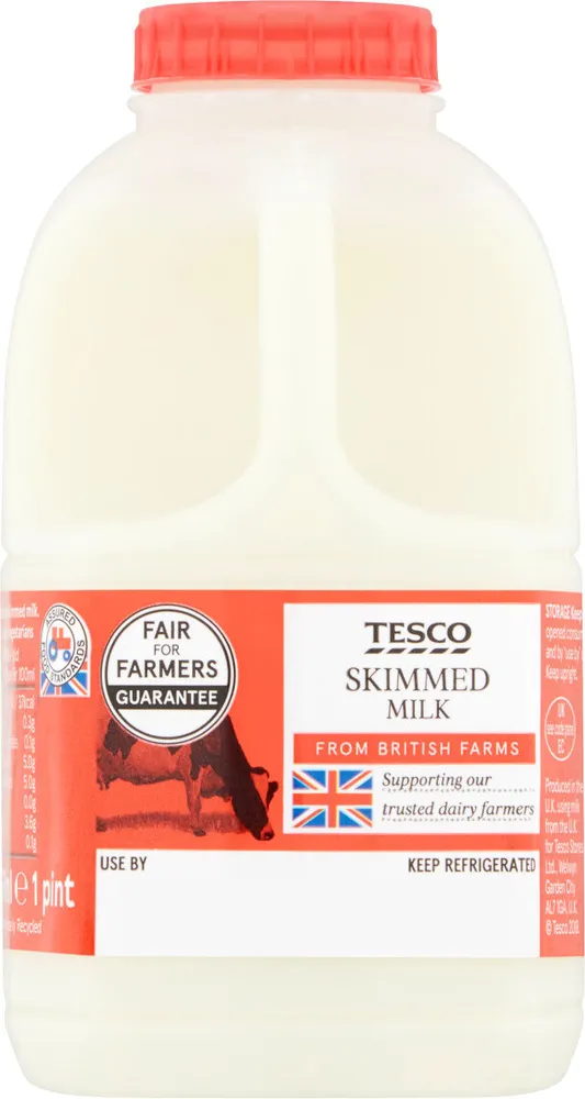 Tesco Skimmed Milk 568Ml / 1 Pint
