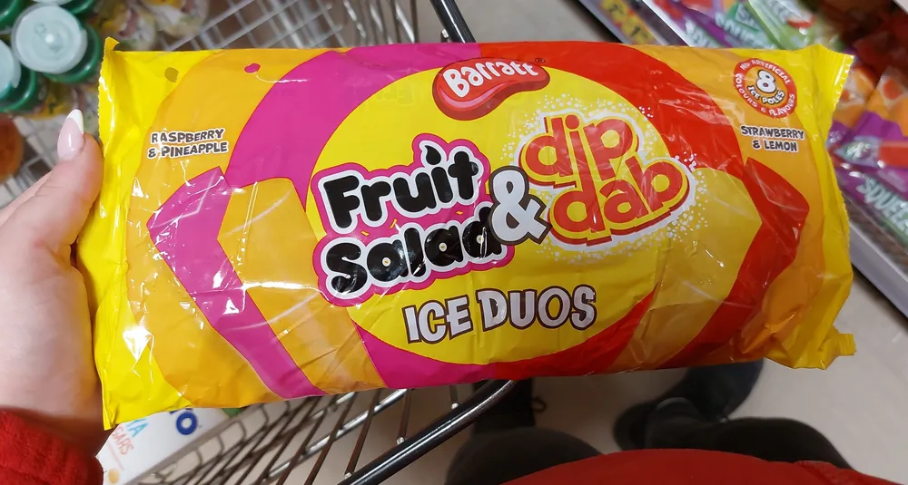 Fruit salad & dip dab ice duos