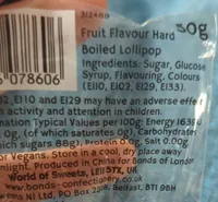 Fruit flavour hard boiled lollipop