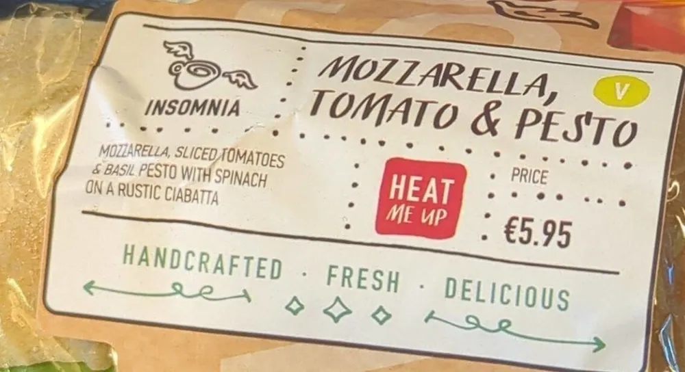 Mozzarella, tomato and pesto ciabatta