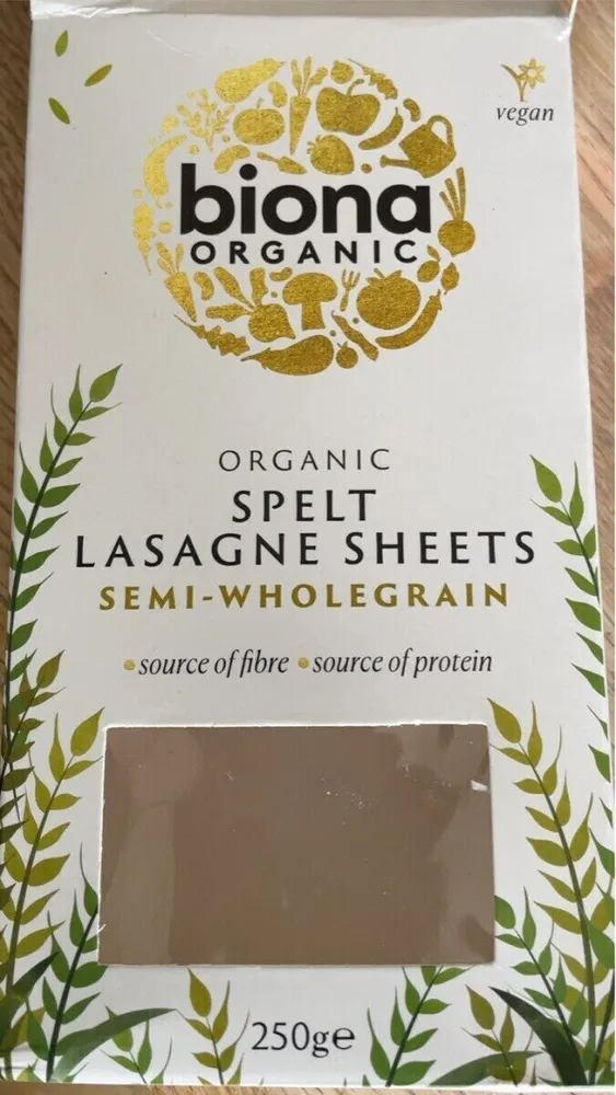 Spelt lasagne sheets
